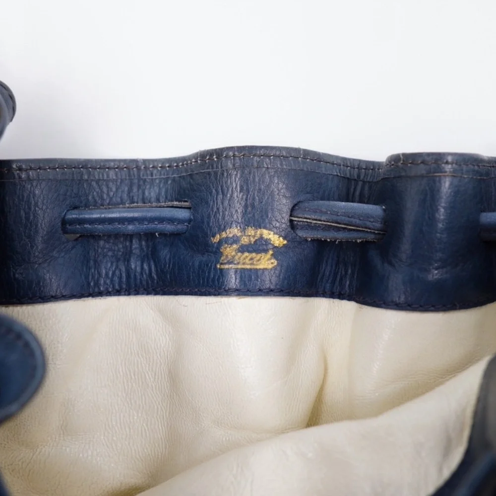 Vintage Gucci Floral Print Bucket Bag - Navy and Multicolor - Picture 7 of 8